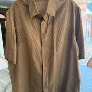 Dior Men’s oblique jacquard silk Tan Casual Button Down Shirt